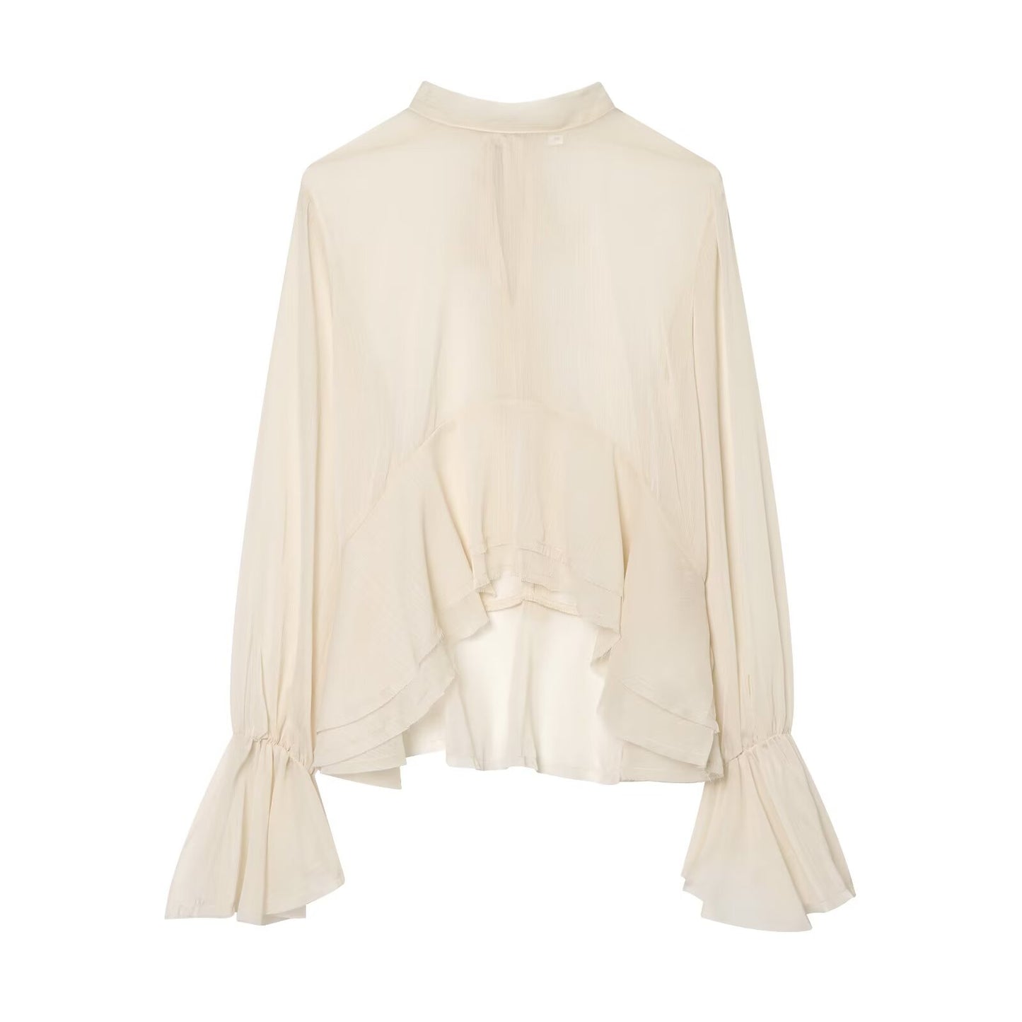 Women's layered decorative semi transparent top