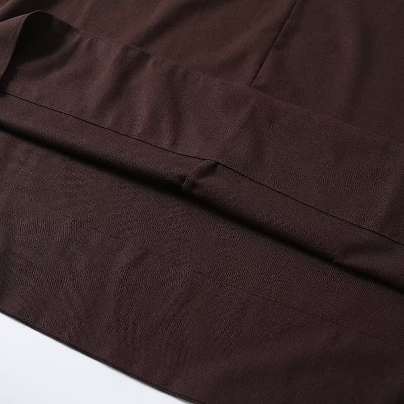 Women's slim linen blended MIDI dress