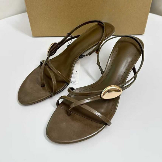 2026 women's new metal decorative stiletto sandals