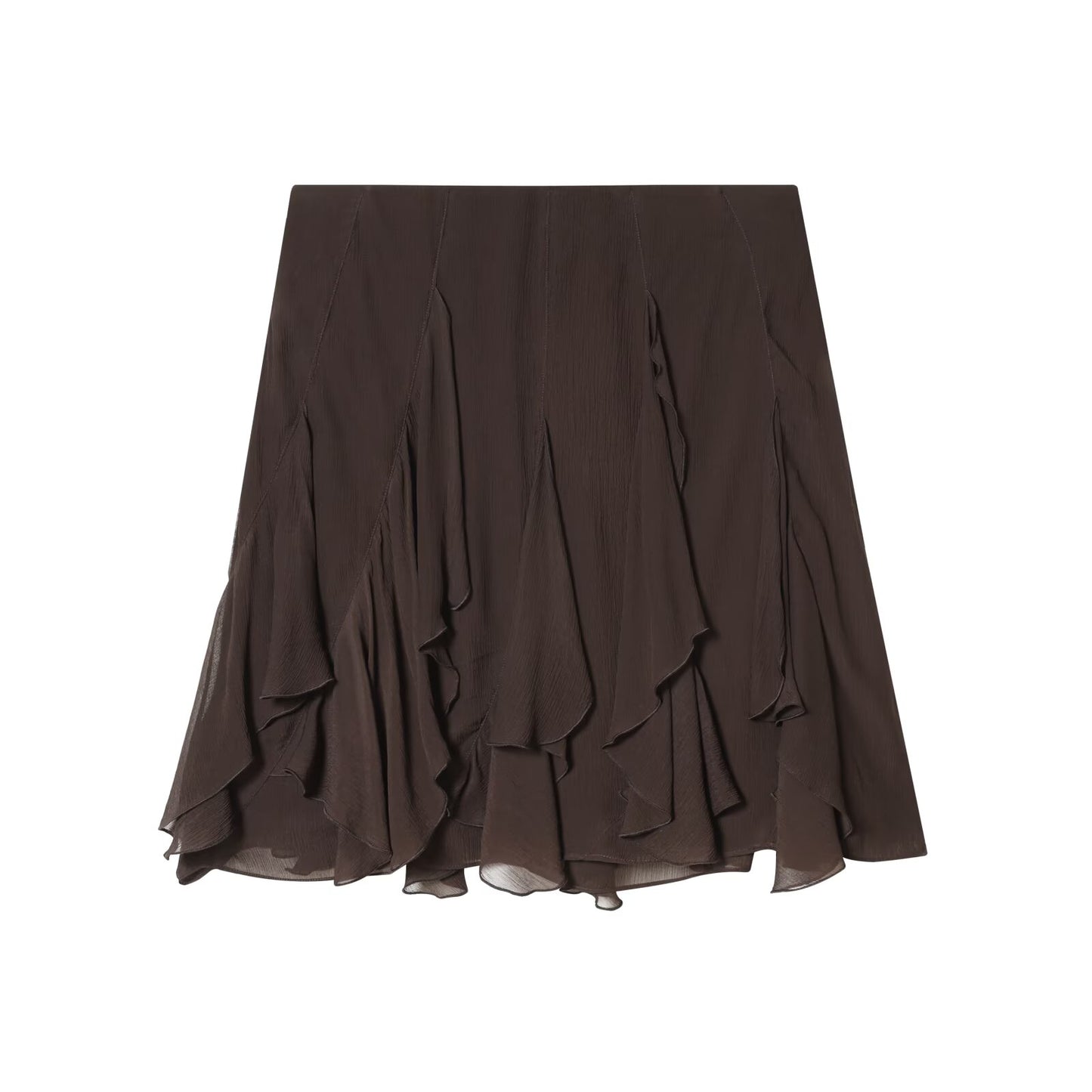 Women's asymmetrical ruffle edge draped mini skirt