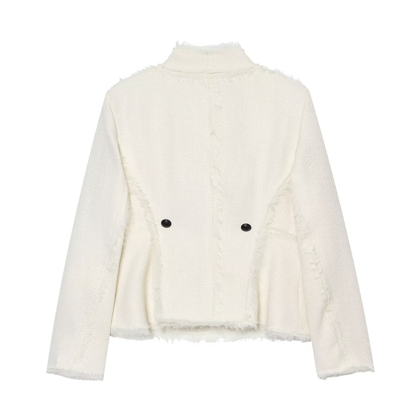 Women's Hairy edge decorative stand collar Blazer Coat