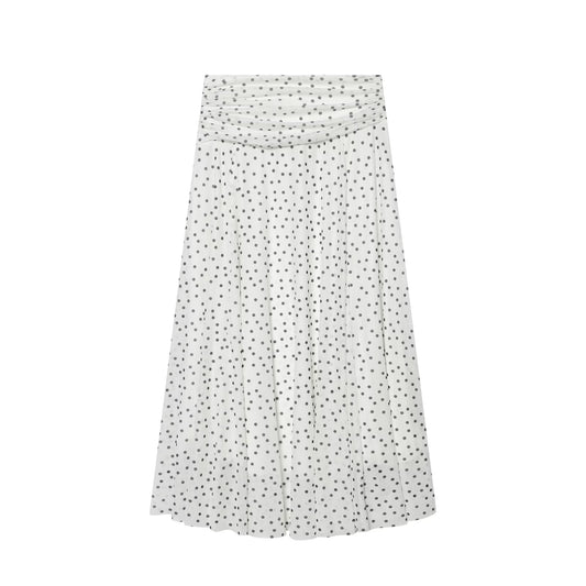Women's pleated waist polka dot MIDI skirt