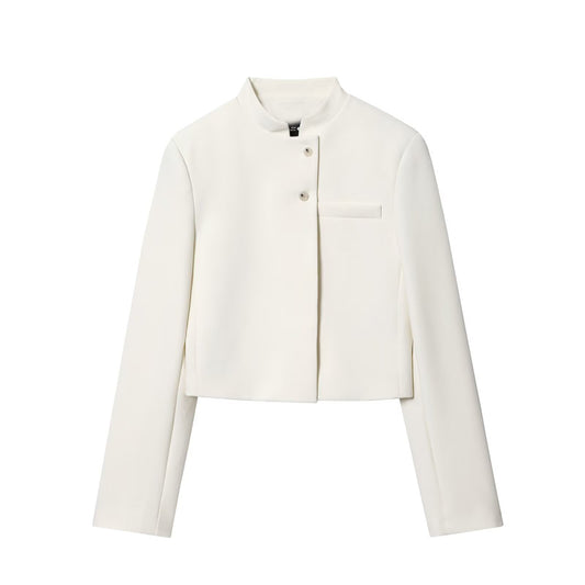 Women's new fashion short single breasted stand collar suit jacket