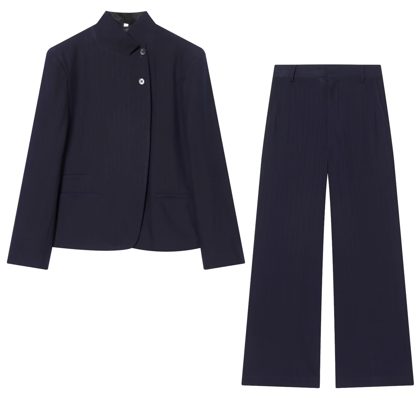 Women's high neck slim striped Blazer Coat+Pants