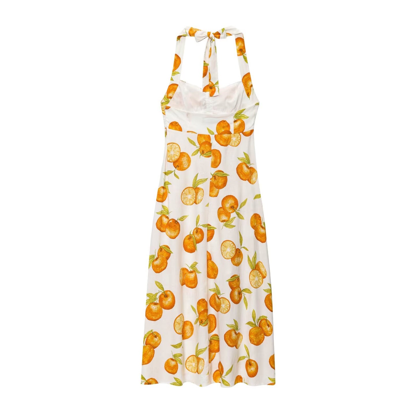 Women's Sweet Fashion Comfortable Printed Hanging Collar Midi Dress