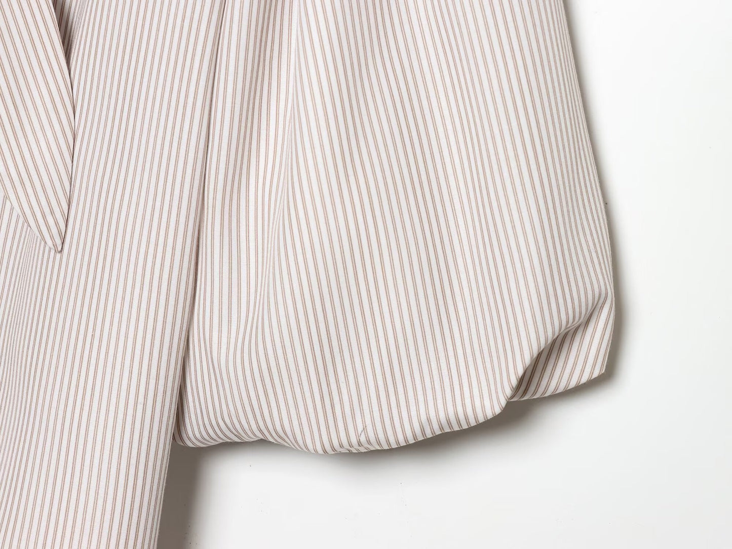 Women's bow decoration hollow striped shirt