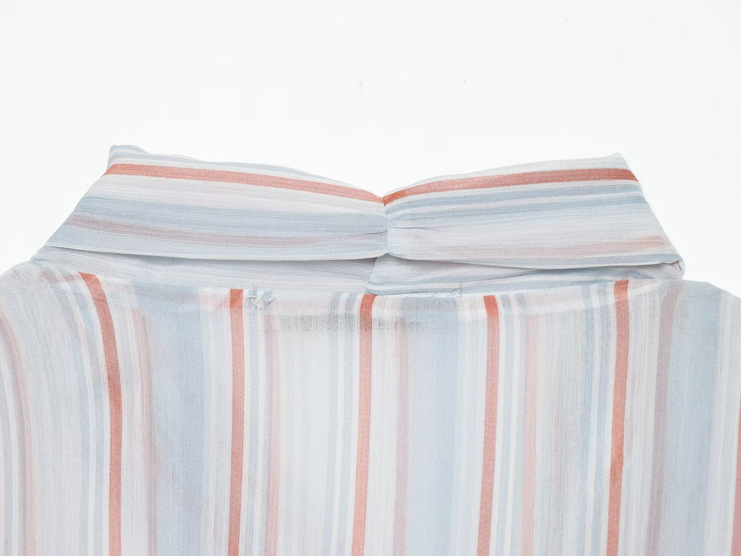 Women's striped ruffle edge ribbon top