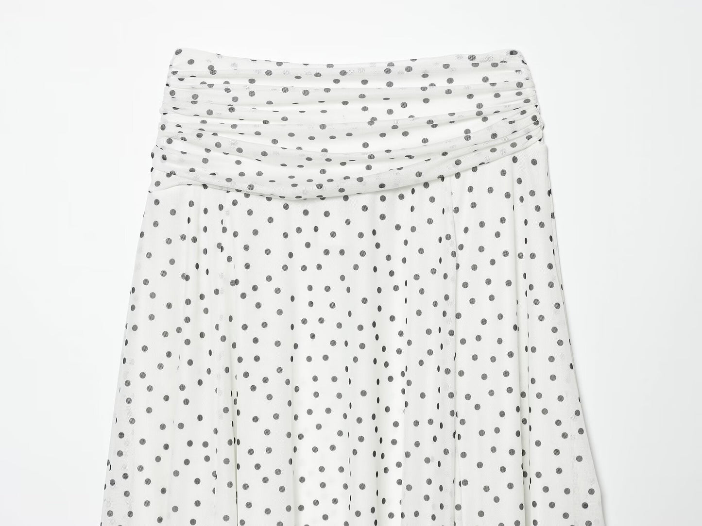 Women's pleated waist polka dot MIDI skirt