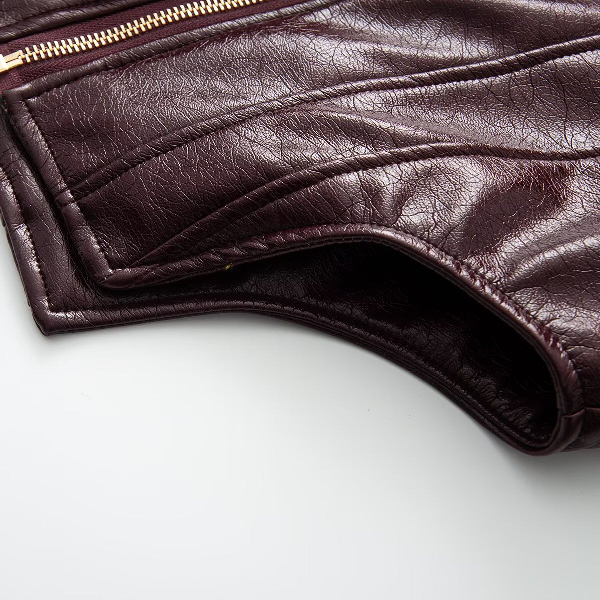 Women's retro short faux leather Coat