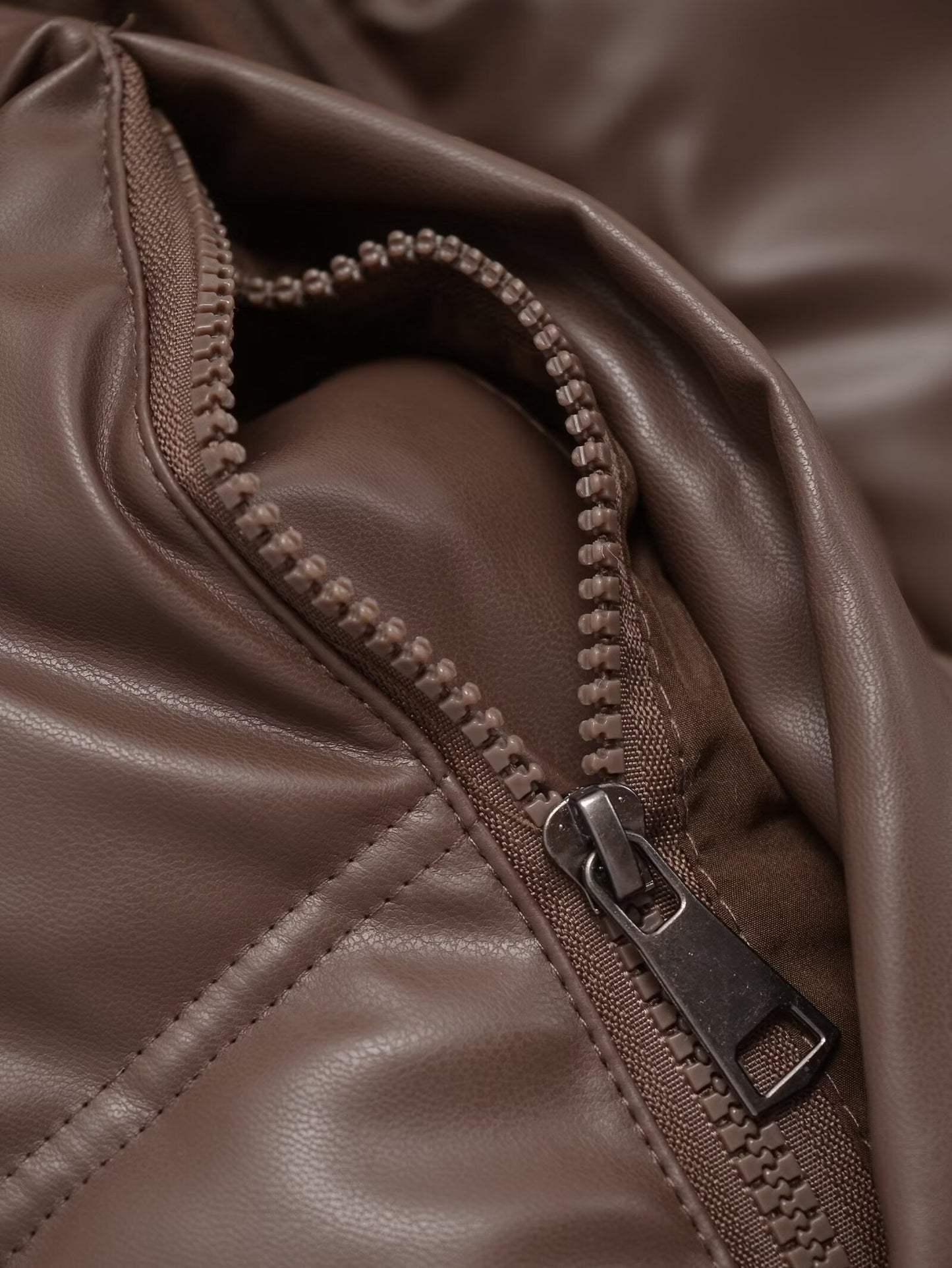 Women's hooded Faux Leather cotton jacket Coat
