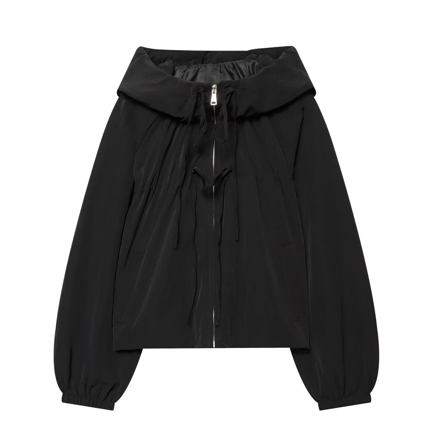 2026 Women's bow decoration nylon hooded Coat