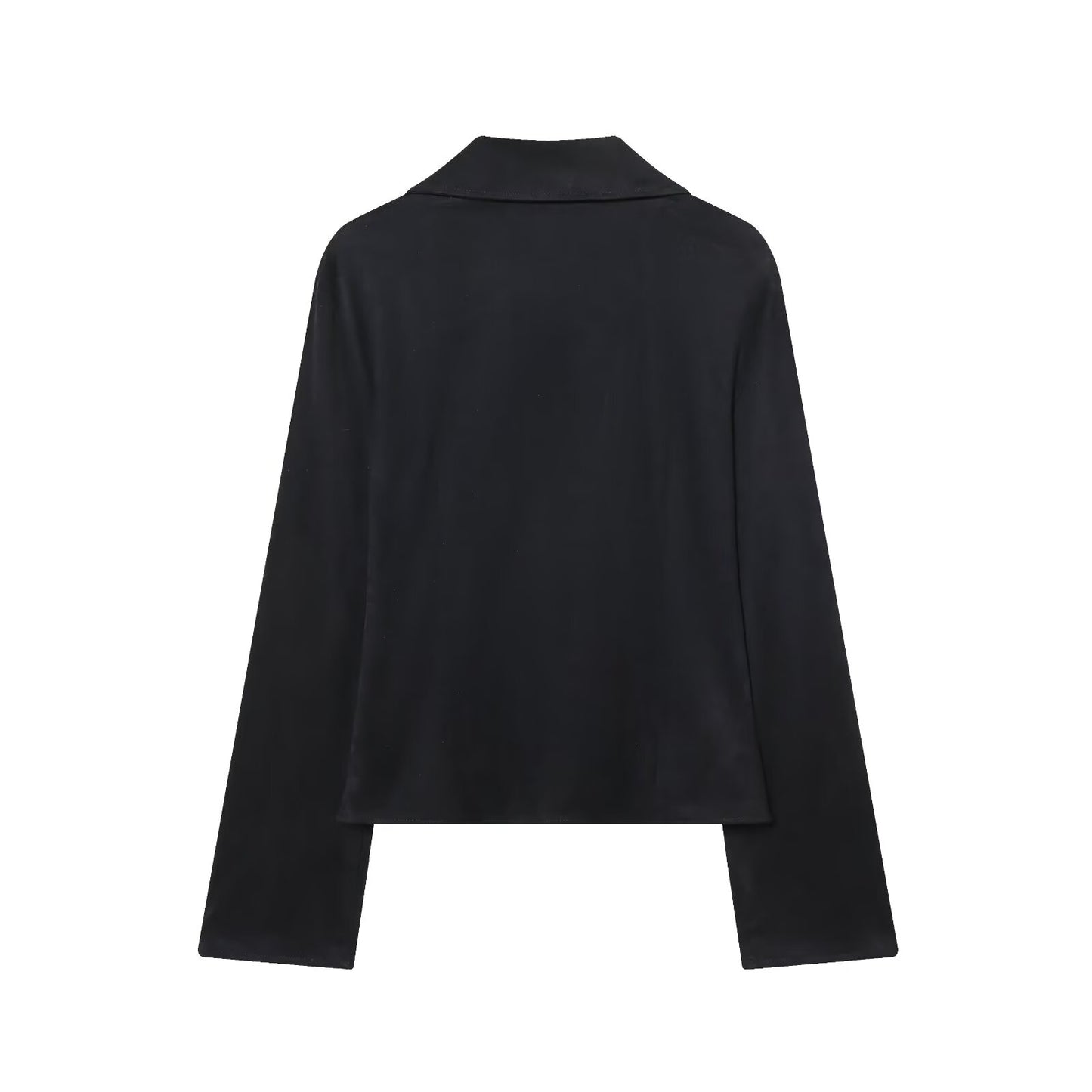 Women's black slim suede effect lace up shirt