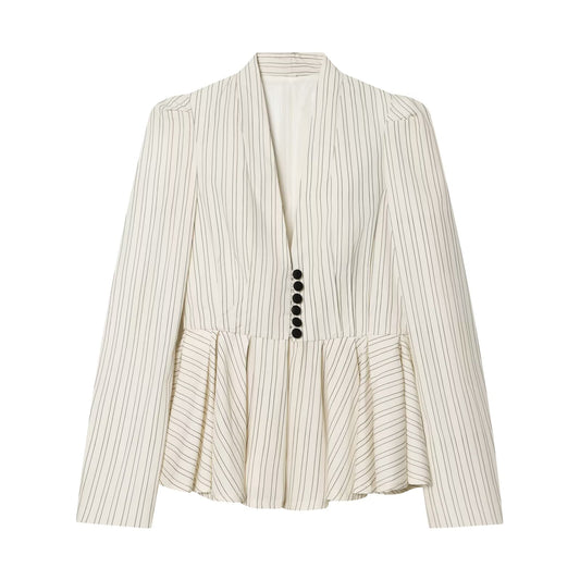Women's short skirt style hem striped Blazer Coat