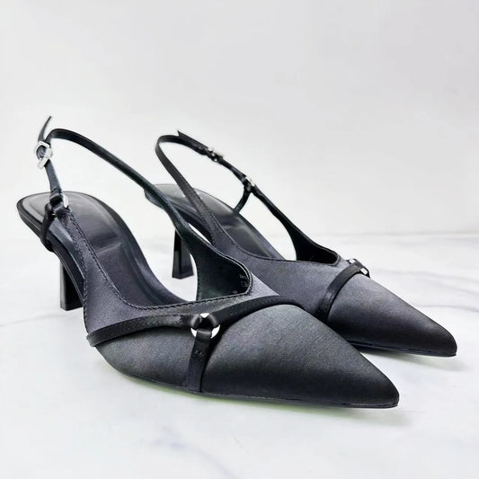 New 2024 Fashion Temperament Women's Shoes Pointed Thin Belt Baotou Sandals Thin Single Shoes