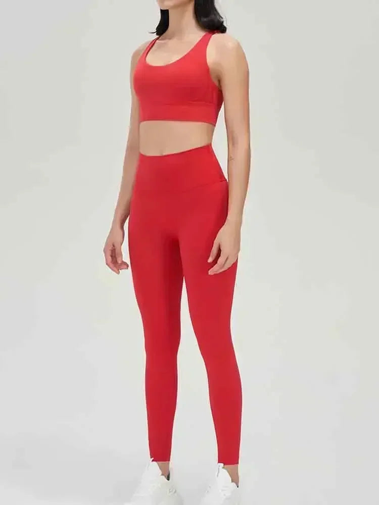 Yoga New Double-sided Sanding Cross Back Sports Bra Shockproof Gathered Yoga Bra Fitness.