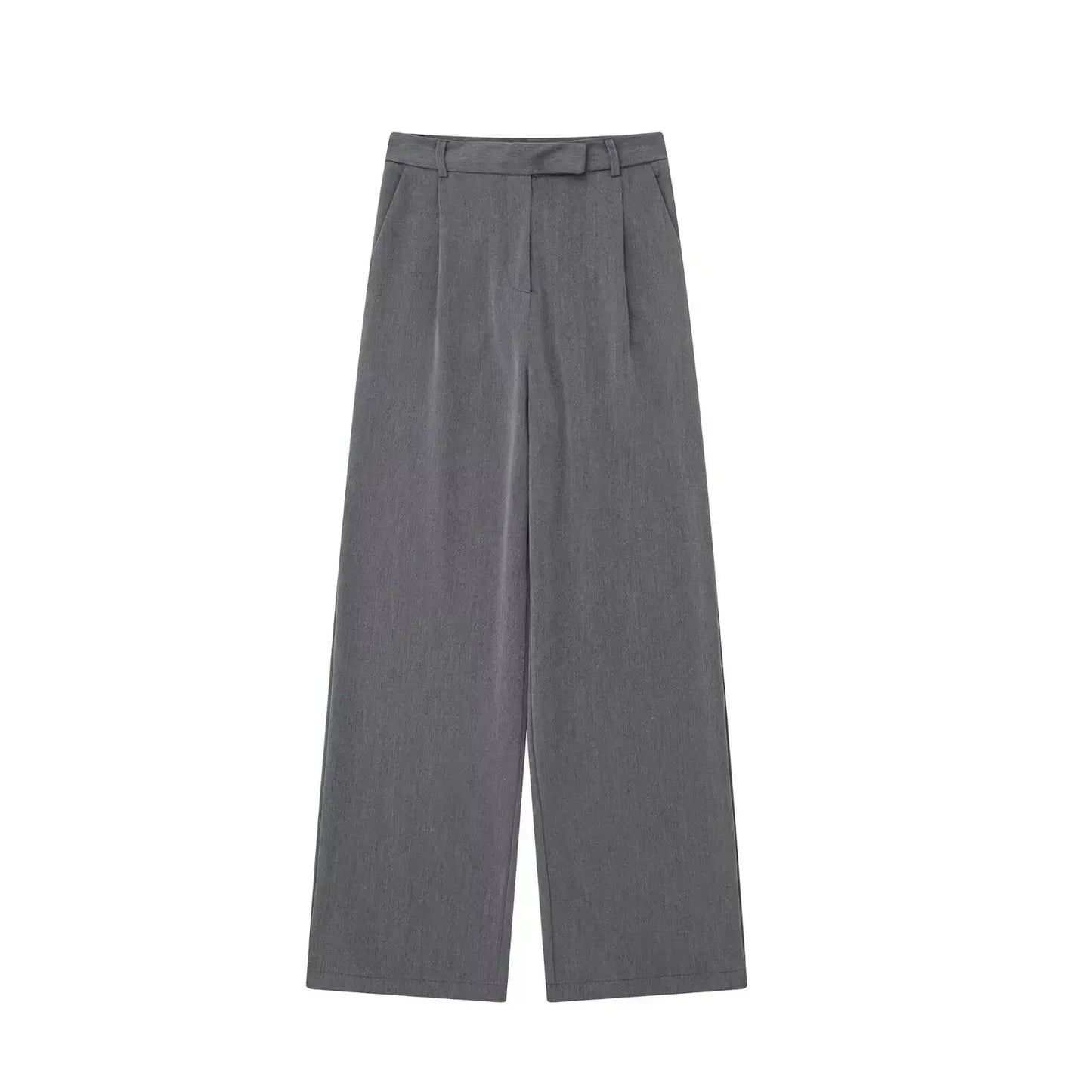 Women's 2024 New Fashion Multicolor Loose Side Pocket Casual Pleated Wide Leg Pants Retro High Waist Zipper Women's Pants