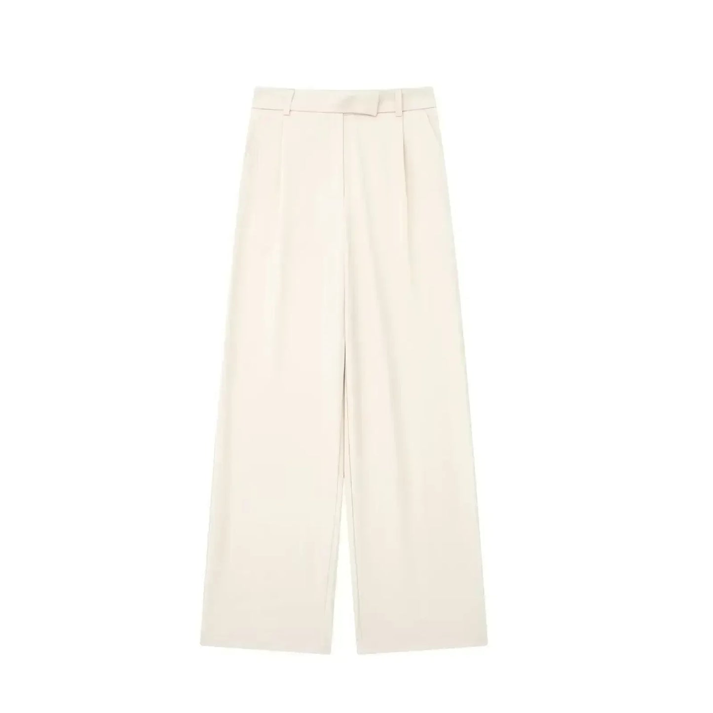 Women's 2024 New Fashion Multicolor Loose Side Pocket Casual Pleated Wide Leg Pants Retro High Waist Zipper Women's Pants
