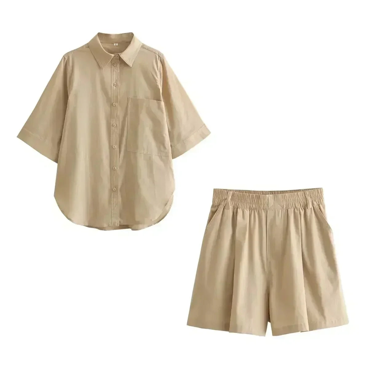 Women's new fashion large pocket decoration loose linen blend casual shirt retro short sleeved Button up women's shirt