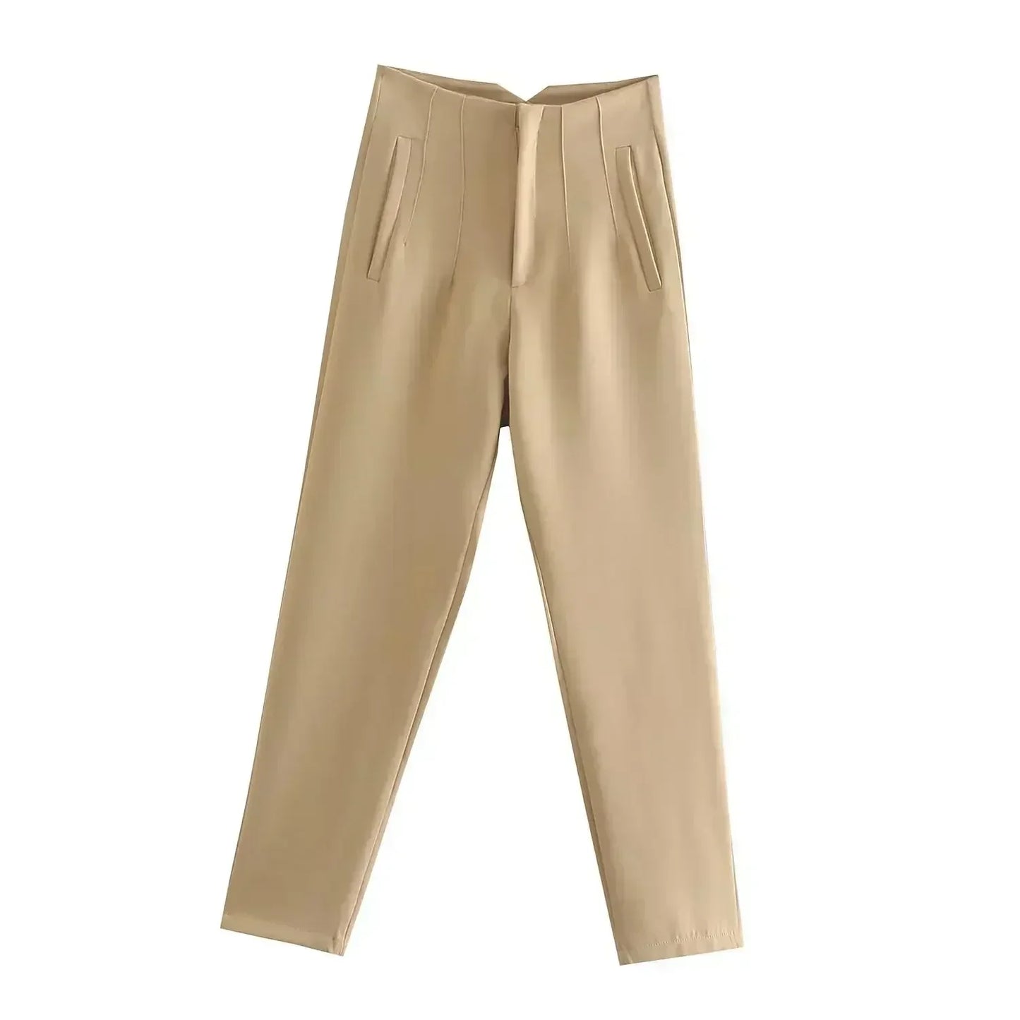 Woman Pants 2023 Chic Fashion Office Wear Pants For Women Vintage High Waist Zipper Fly Female Ankle Trousers Mujer