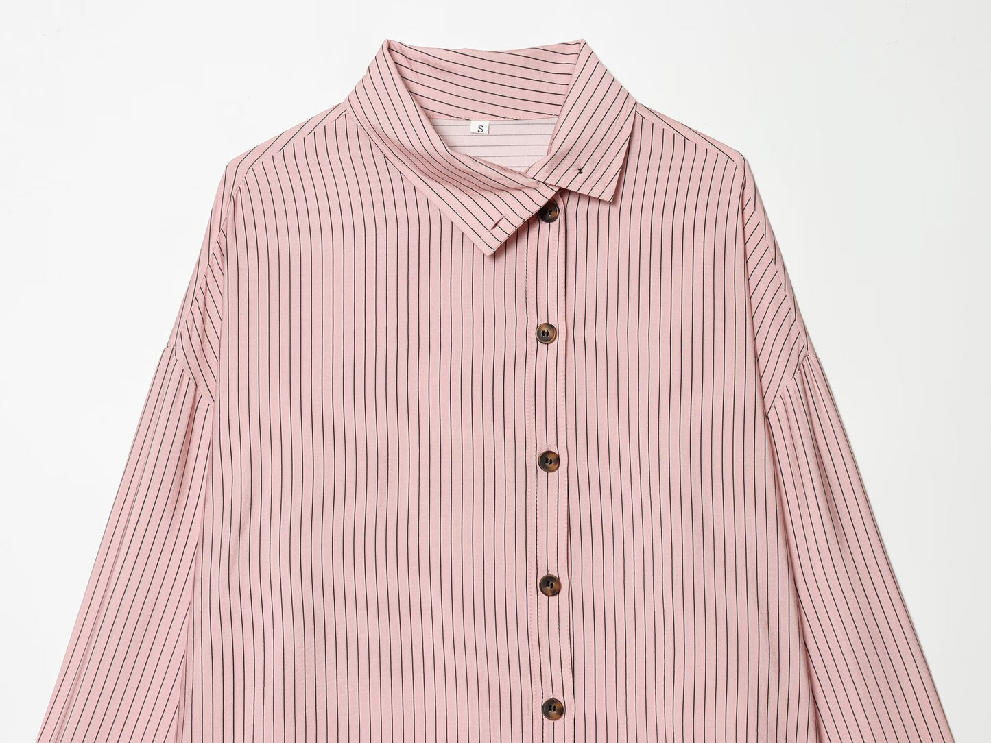 Women's loose striped high neck shirt