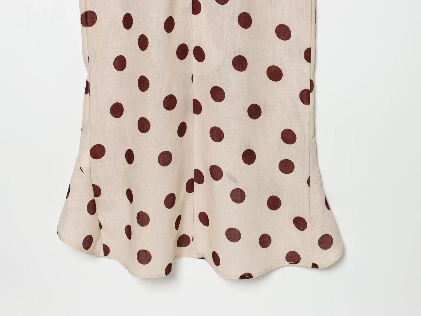 Women's polka dot linen blended MIDI dress