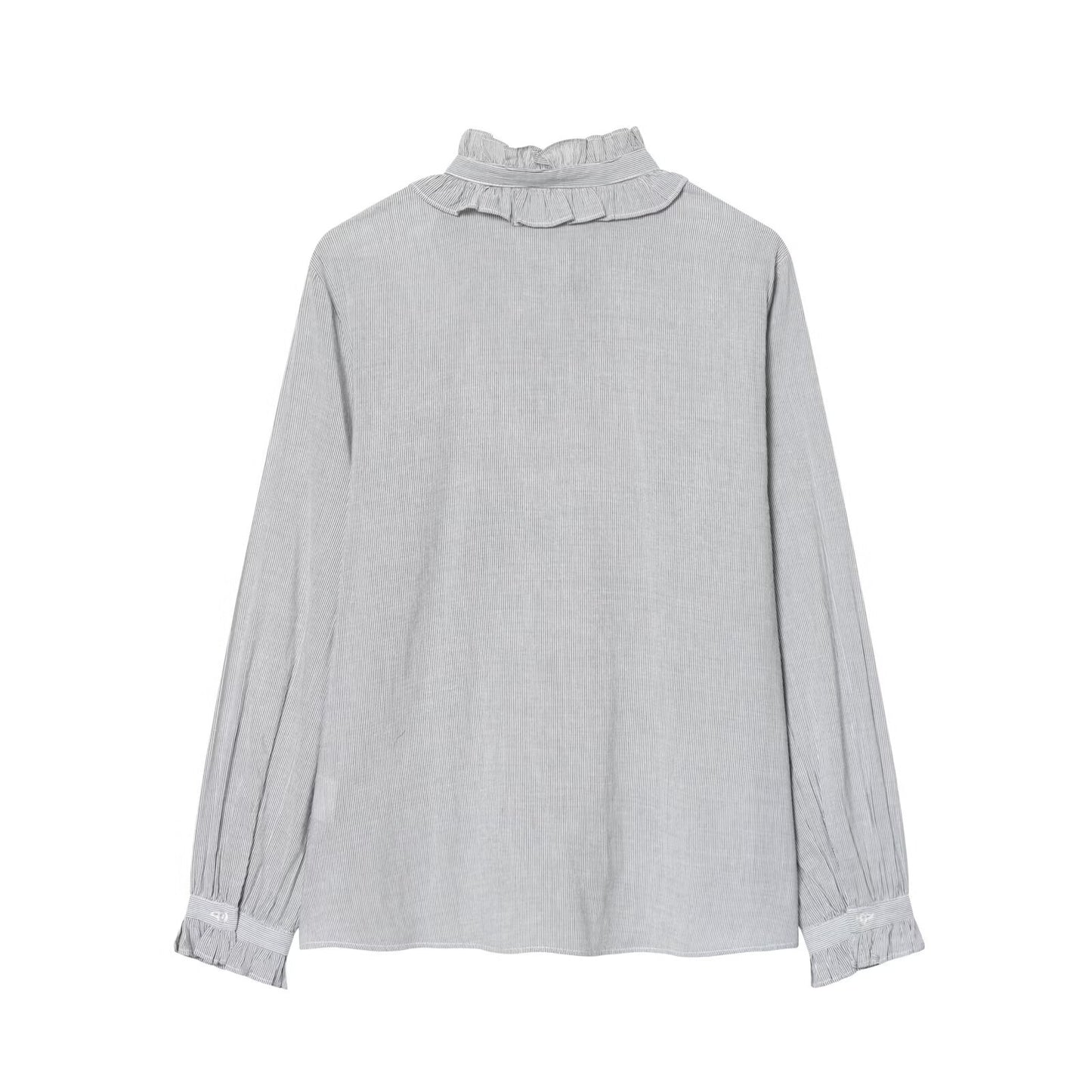 Women's bow decoration long sleeved striped top