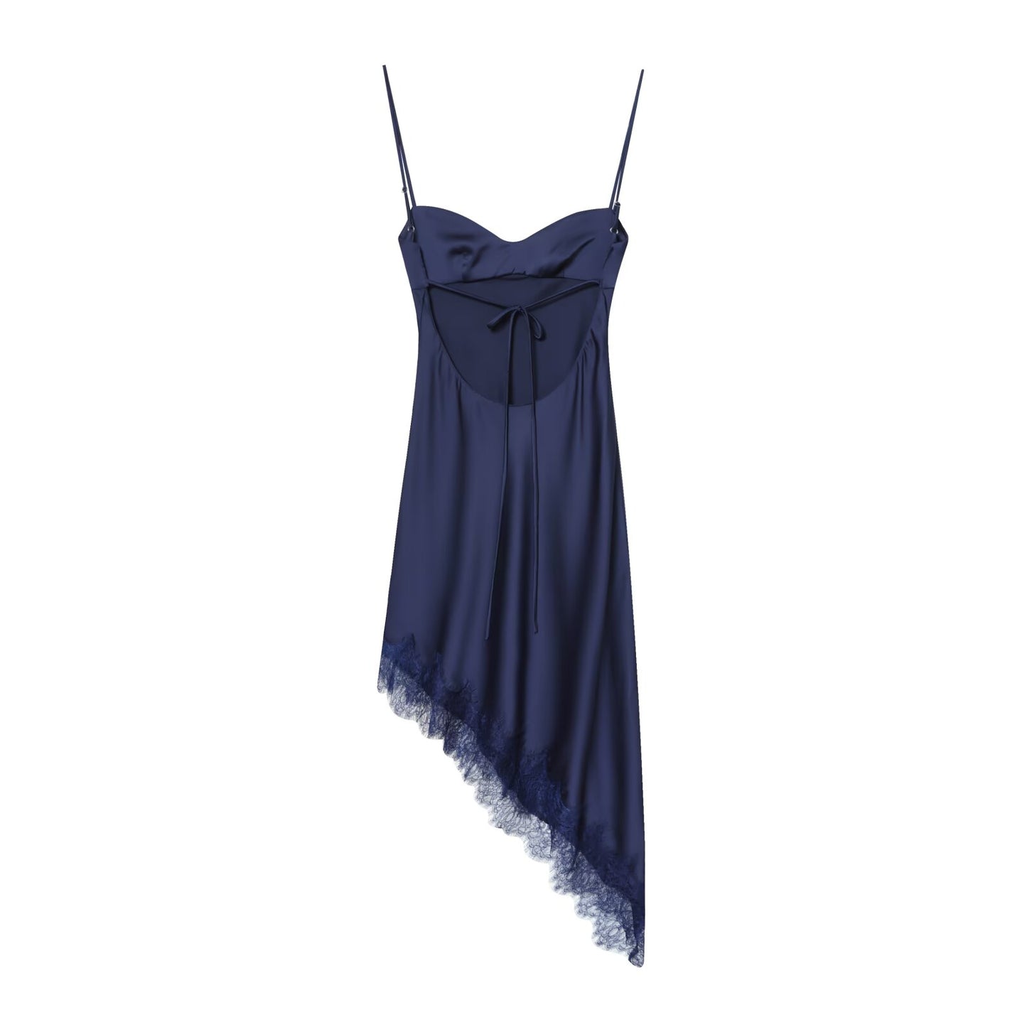 Women's Lace Satin Texture suspender Midi Dress