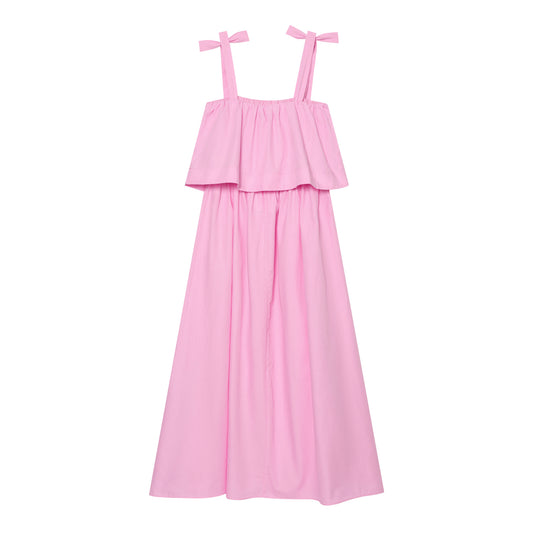 Women's bow decoration poplin MIDI dress