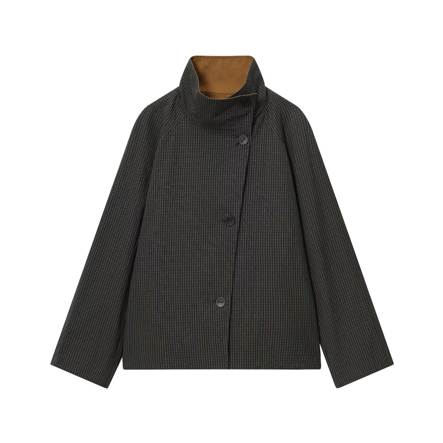 Women's short double-sided wear plaid windbreaker Coat