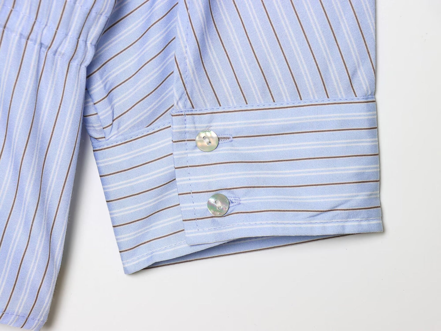 Women's bow decoration casual striped shirt