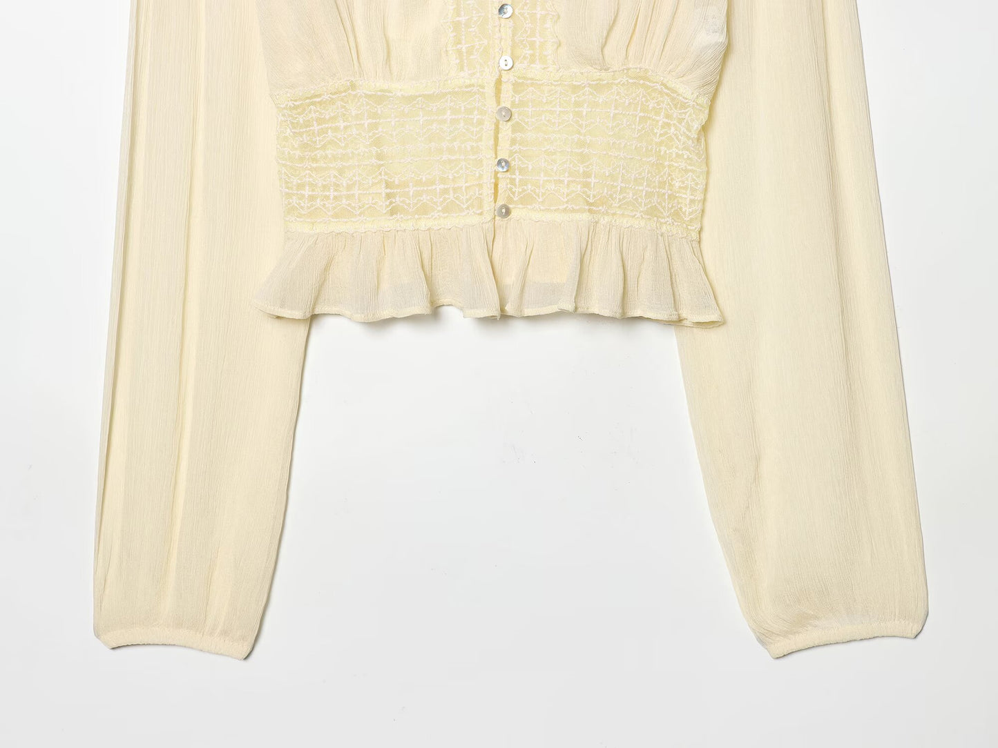 Women's slim V-neck lace chiffon shirt