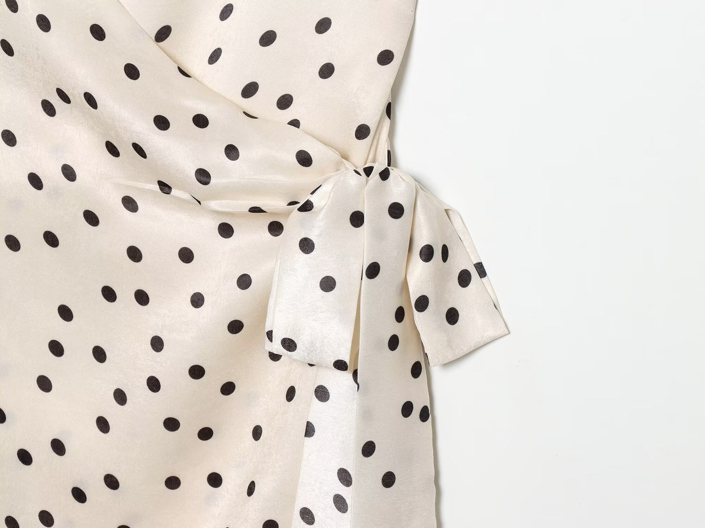 Women's satin textured polka dot halter neck dress
