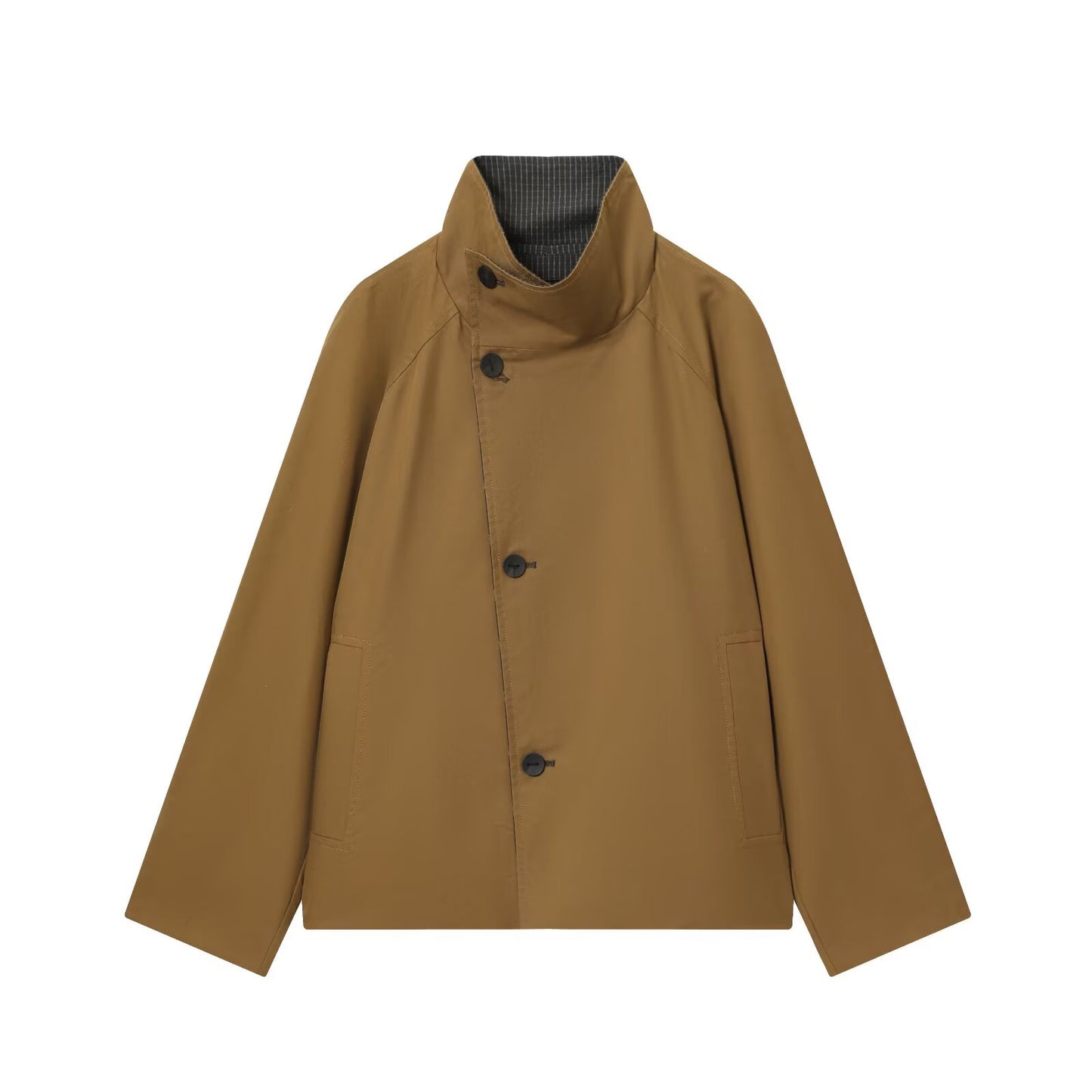 Women's short double-sided wear plaid windbreaker Coat
