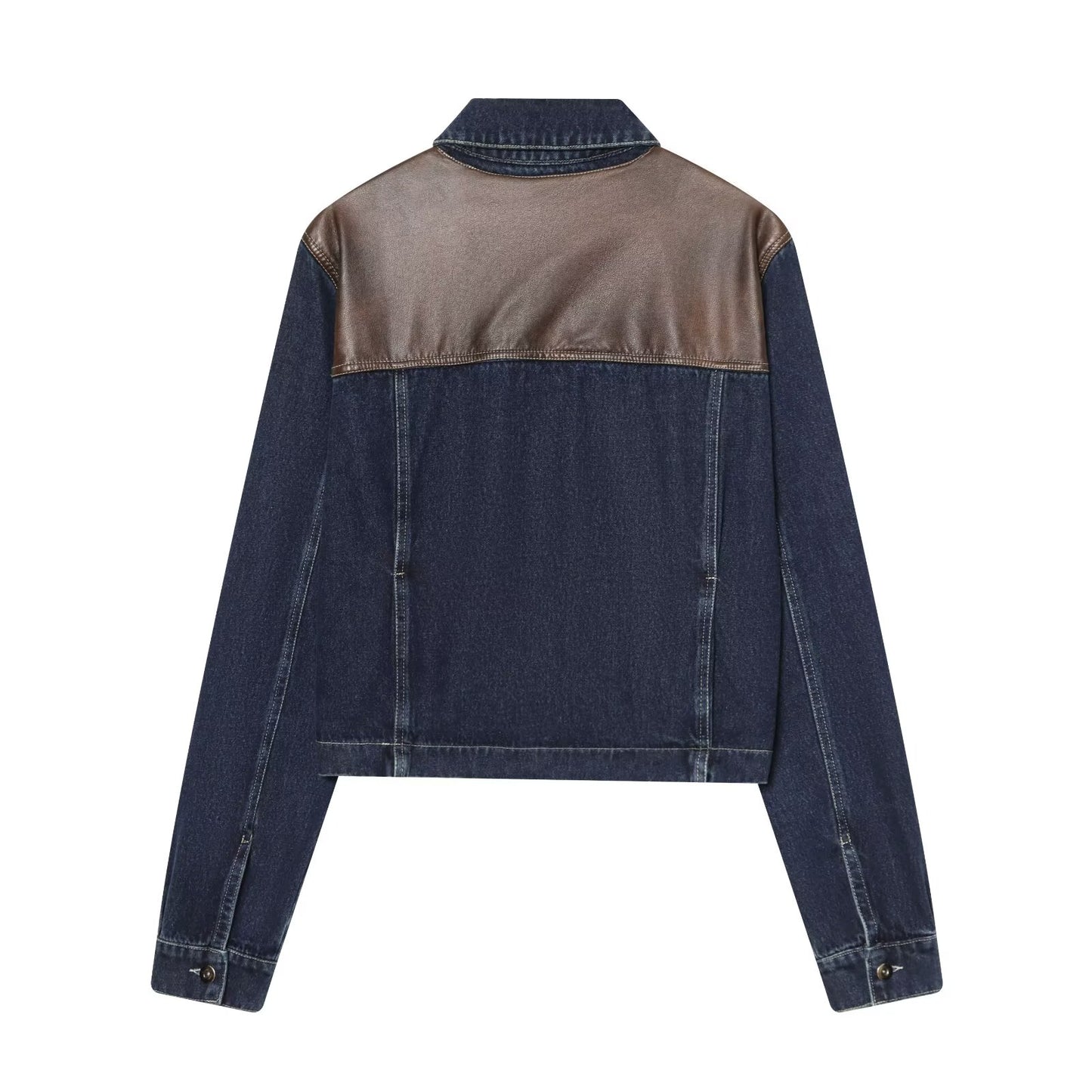 suit Women's 2 pieces denim leather effect jacket Coat+Jeans