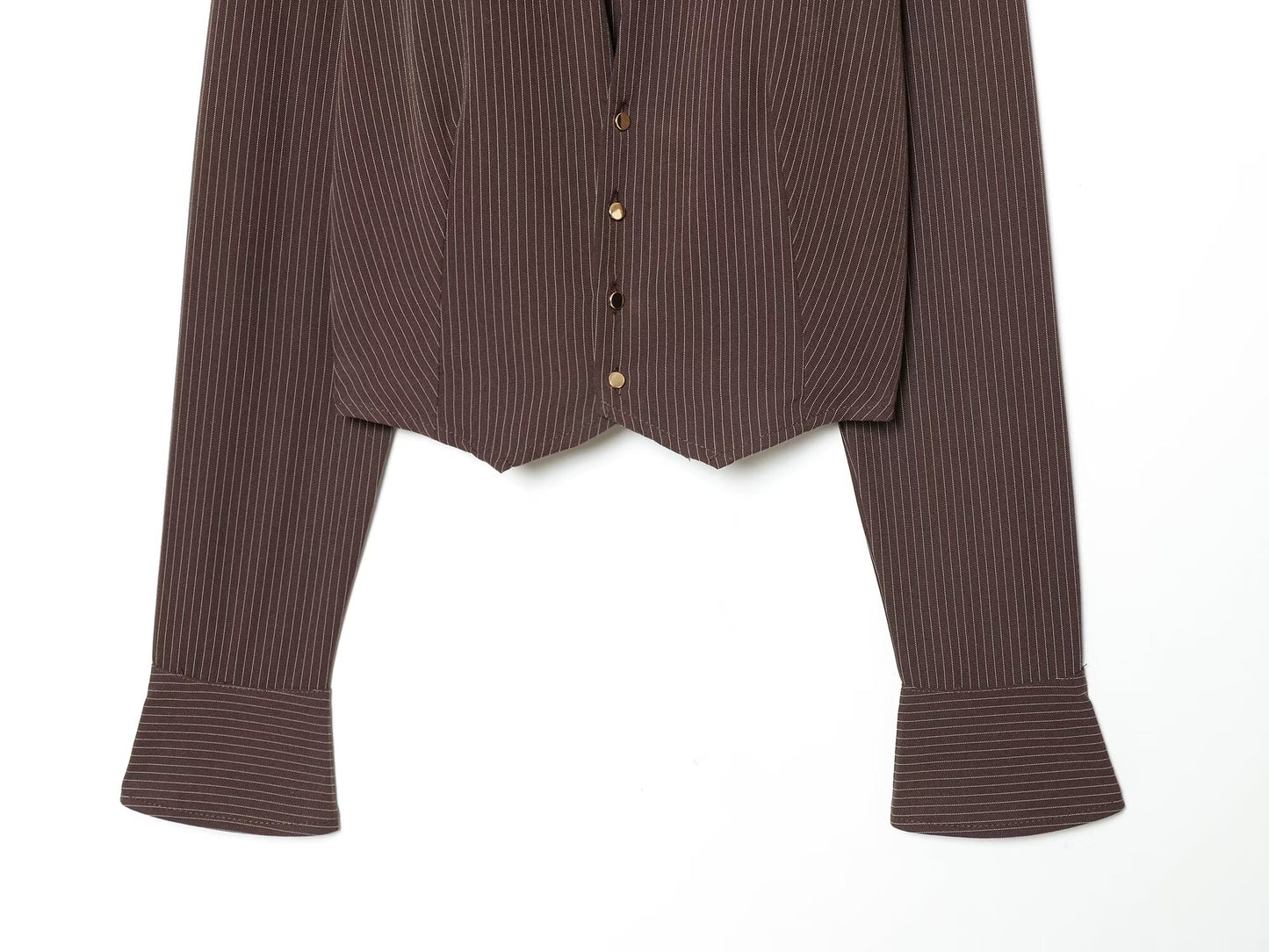 Women's casual short lapel striped shirt