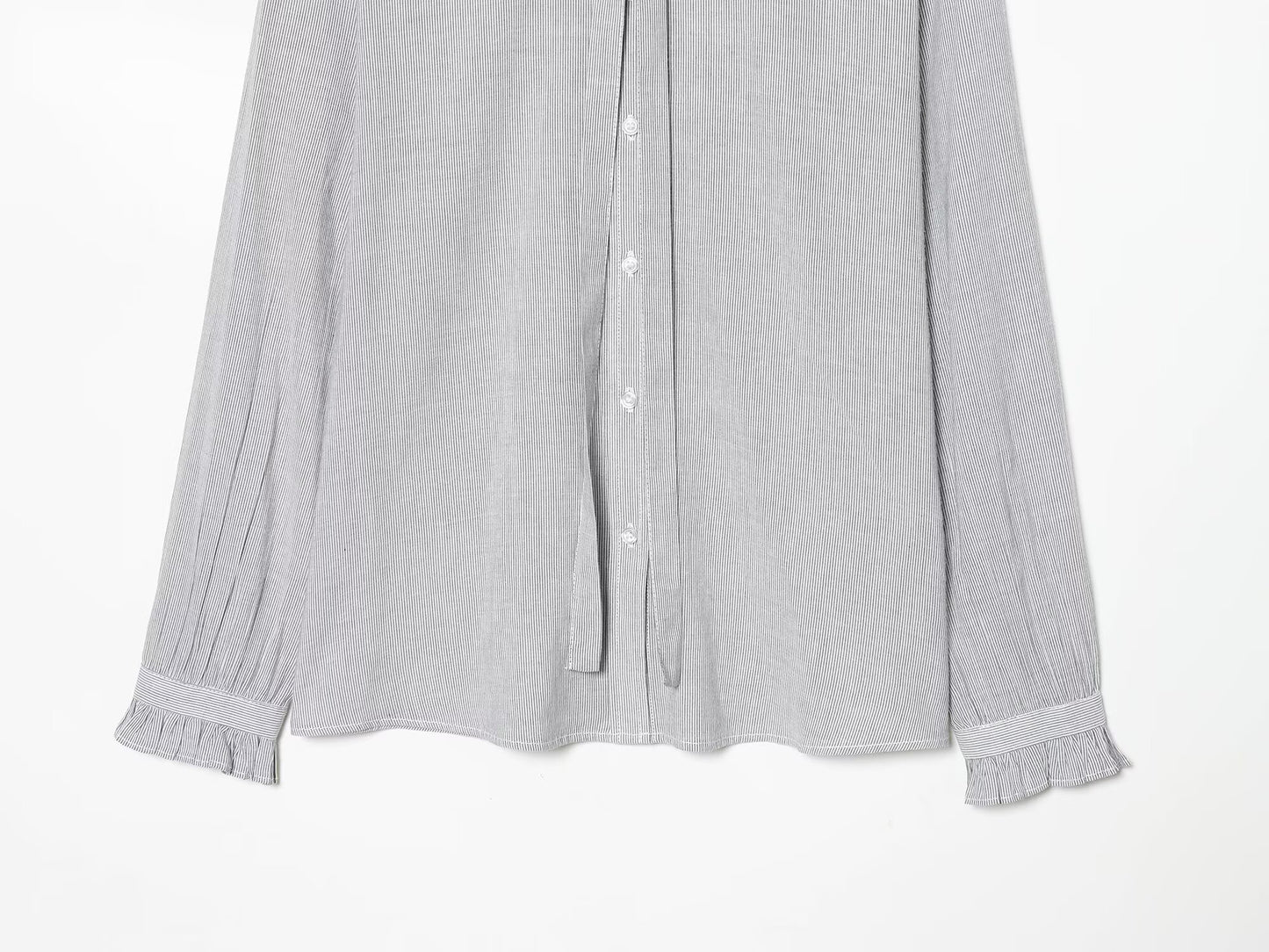 Women's bow decoration long sleeved striped top