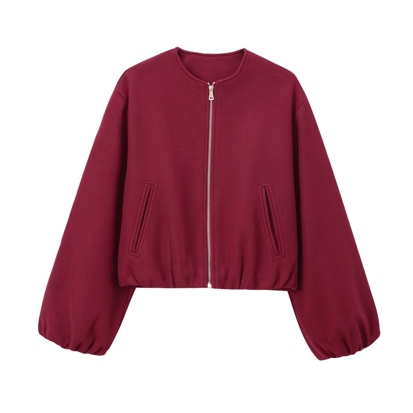 Women's soft textured O Neck pilot jacket Coat