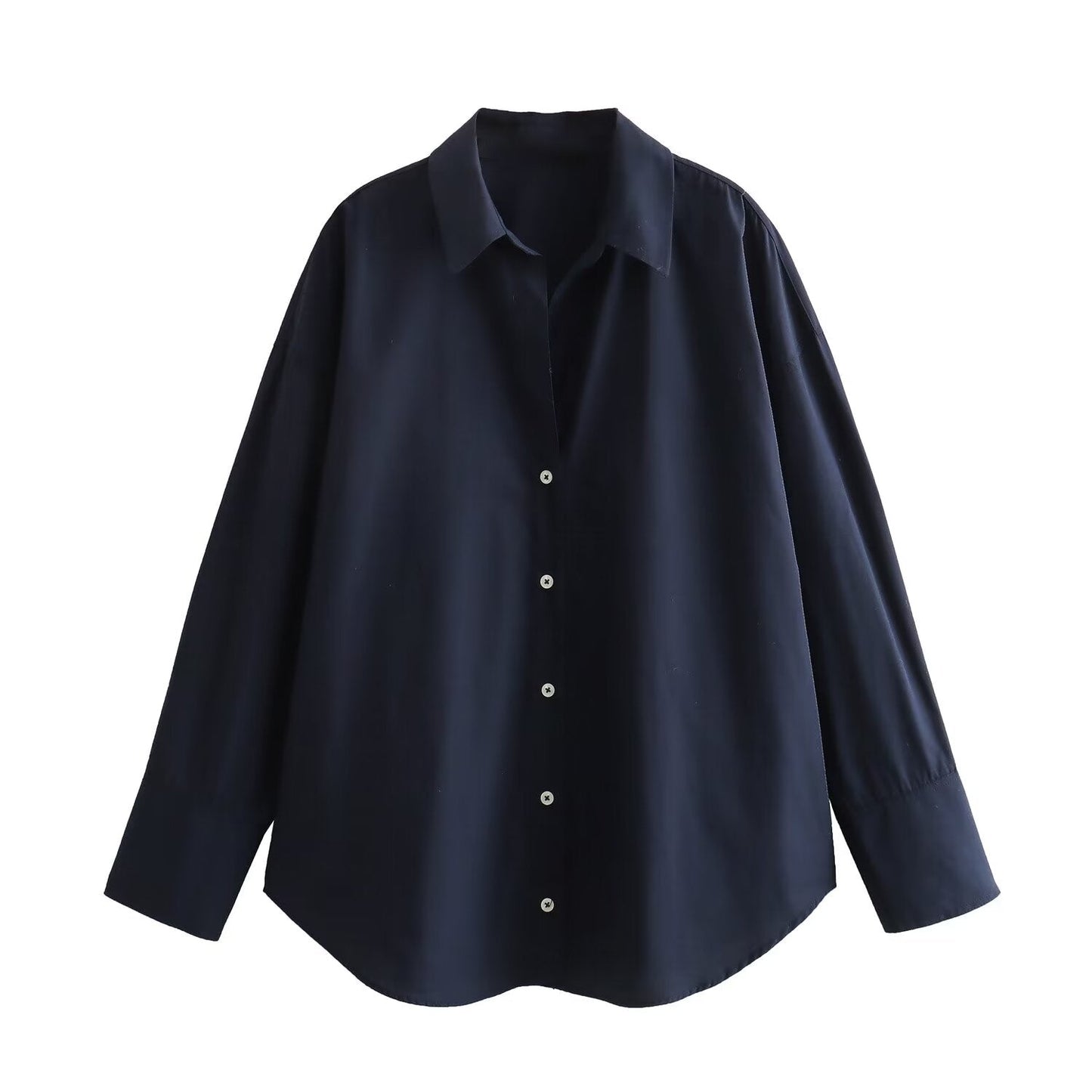 Women's new fashion loose basic style multi-color versatile poplin shirt casual striped shirt retro long sleeved button up women's shirt chic top