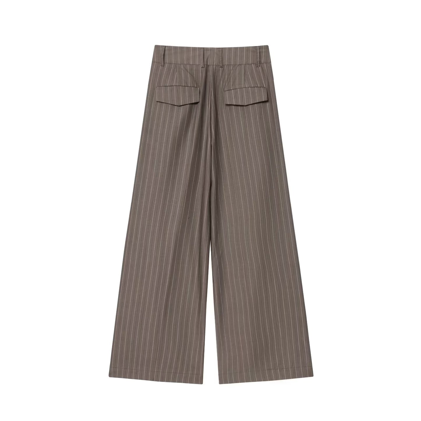 Women's New Fashion With Belt Loose Shoulder Pads Striped Suit Coat+Pants Suit
