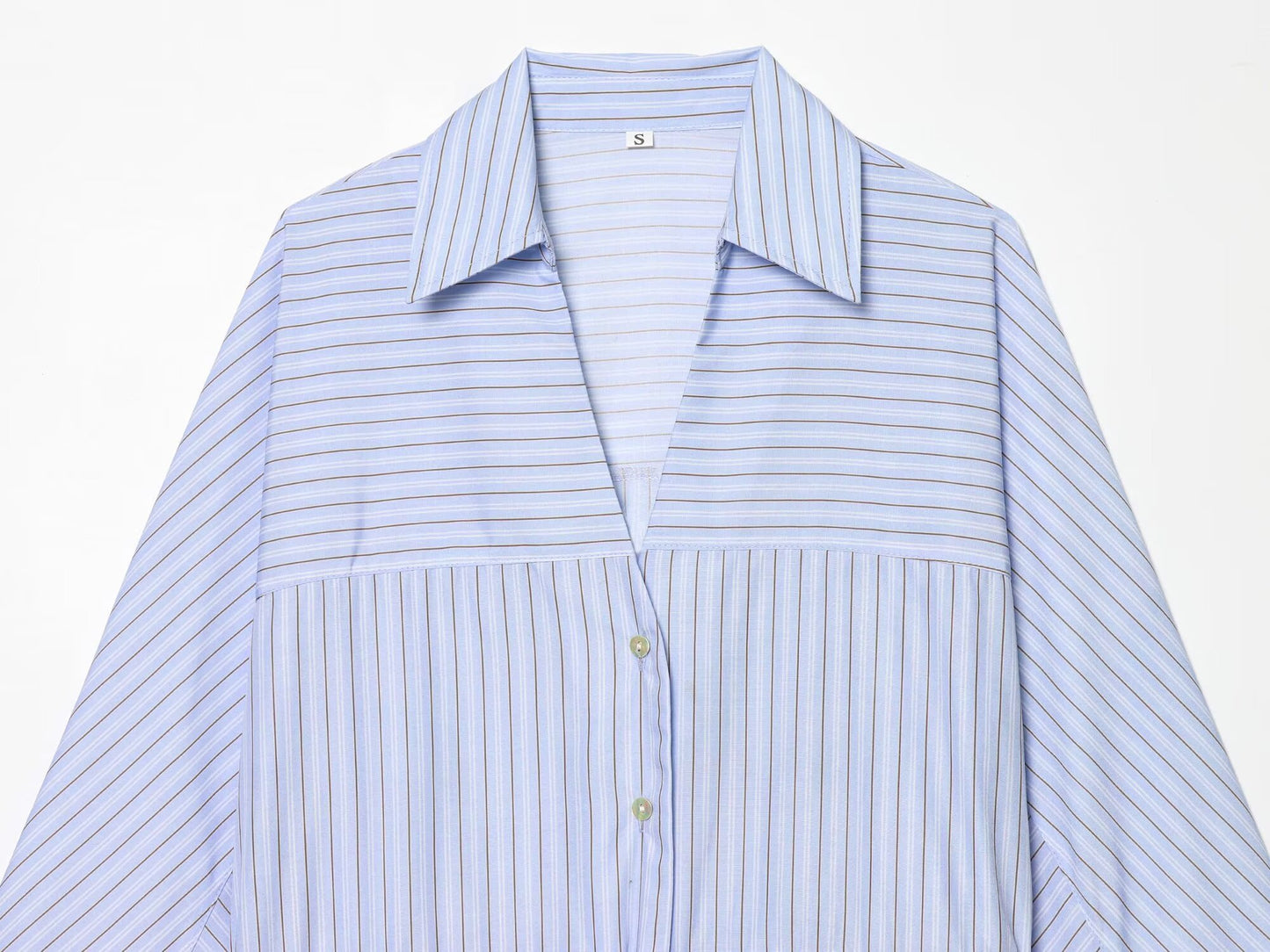 Women's bow decoration casual striped shirt