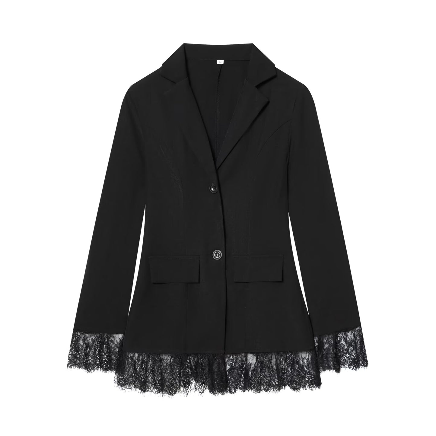 Women's waist cinched slim lace patchwork Blazer Coat