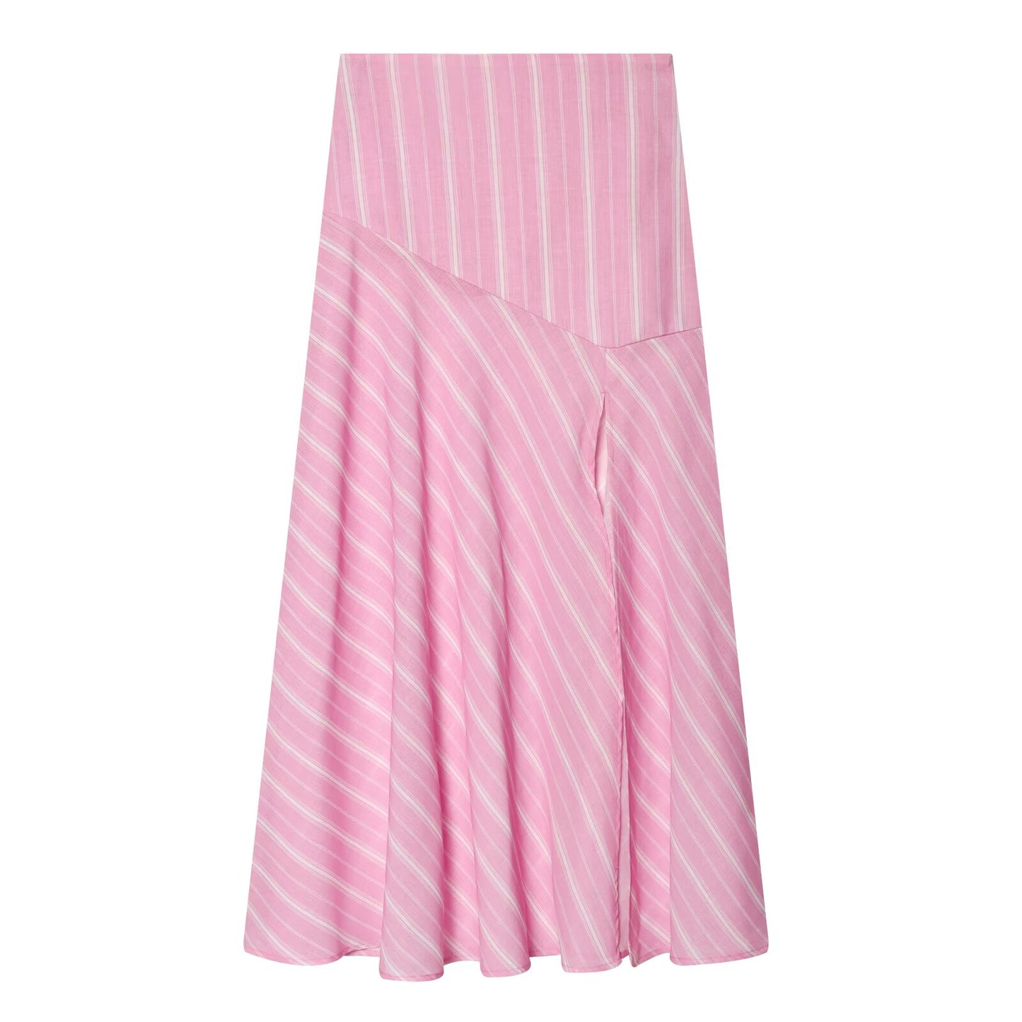 suit Women's 2 pieces loose linen blended striped shirt+Skirts