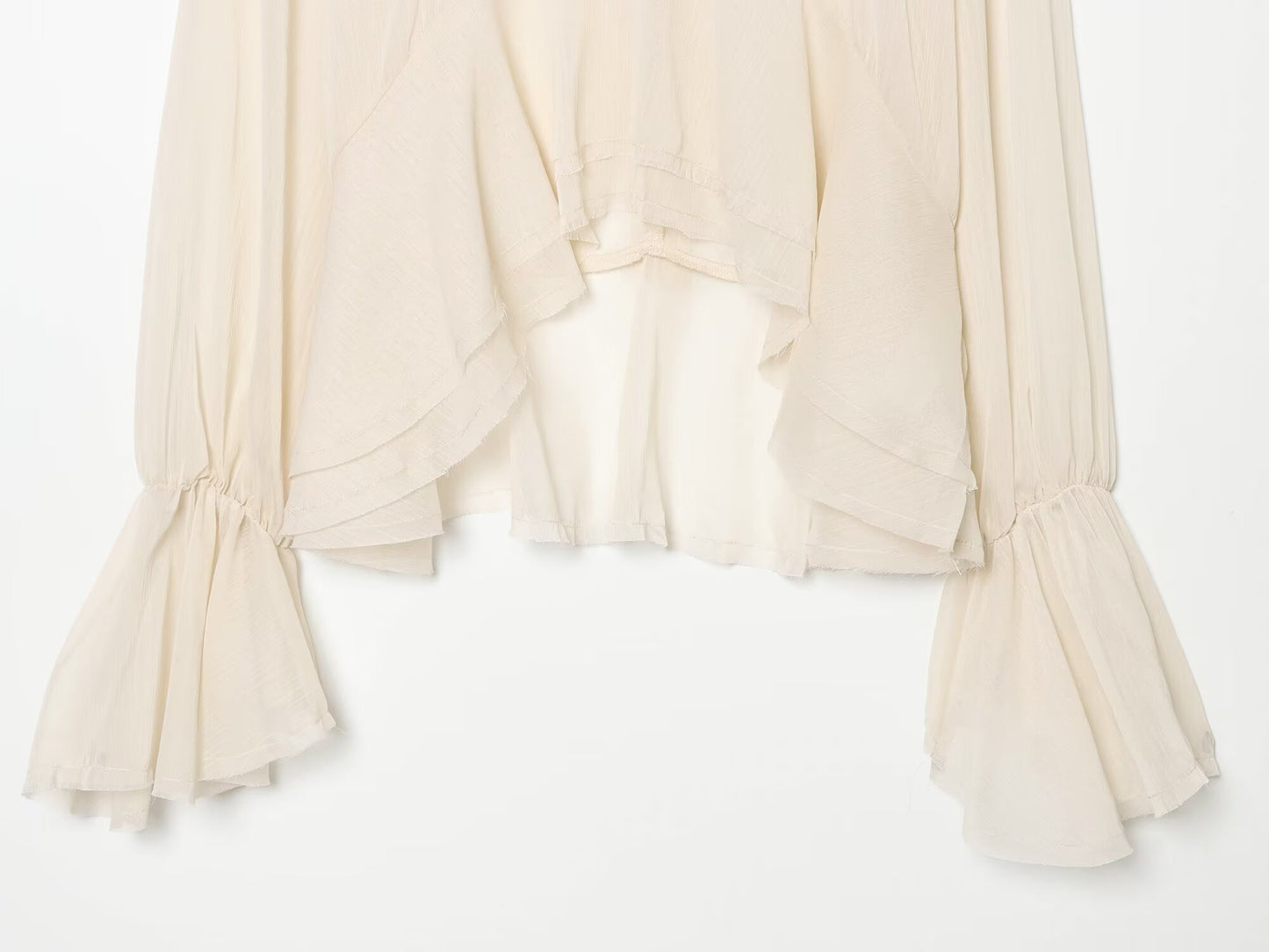 Women's layered decorative semi transparent top