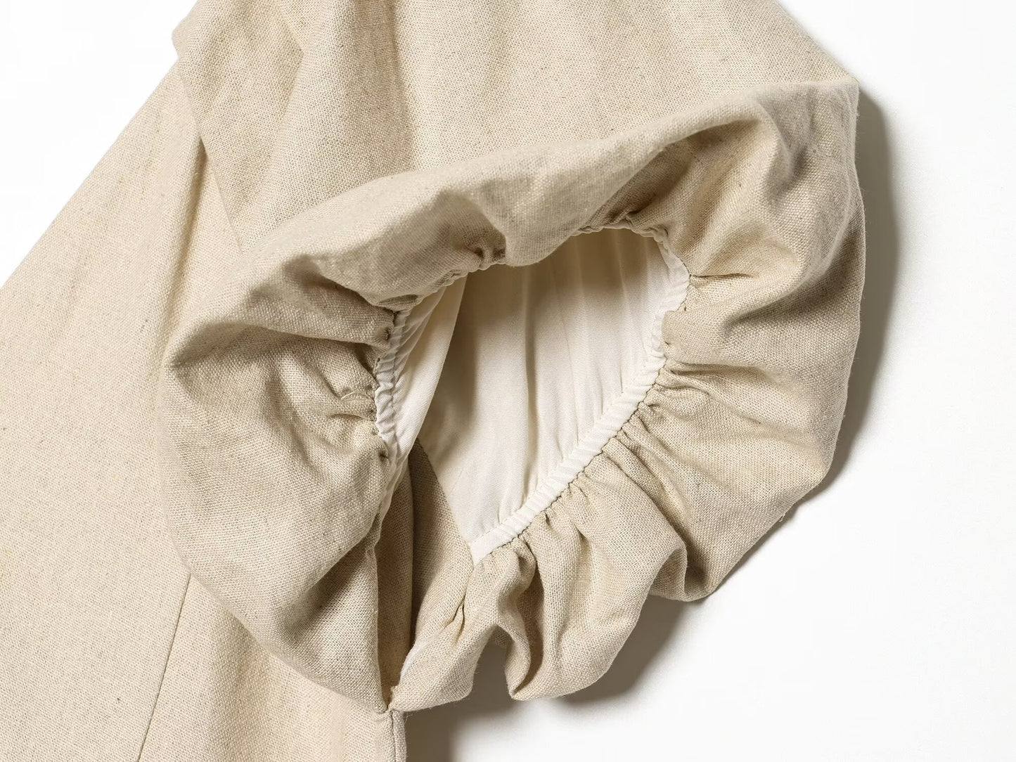 Women's Bubble sleeve Linen Blend Midi Dress