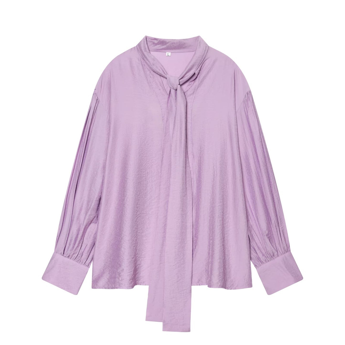 Women's scarf decoration casual satin textured shirt