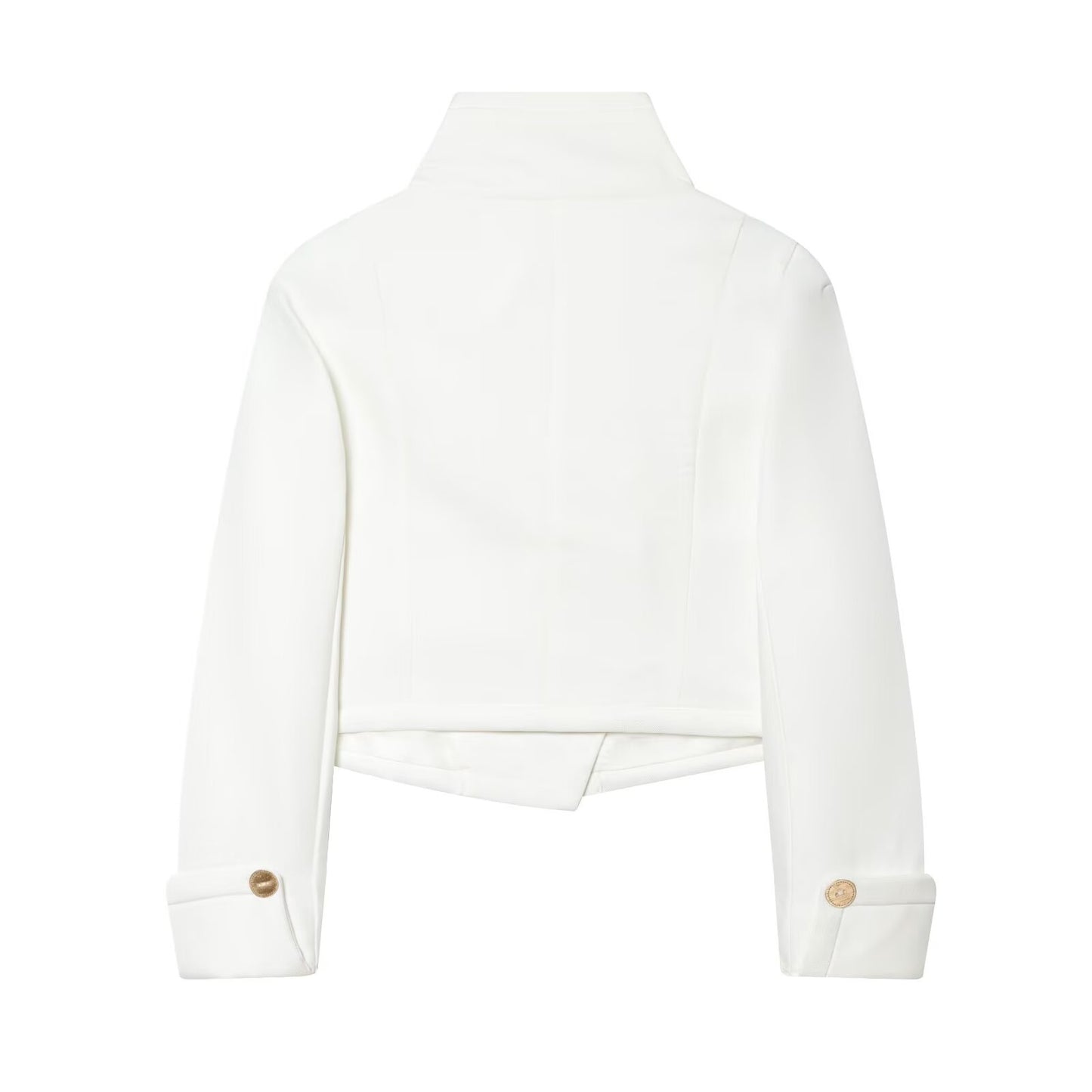 Women's spliced stand collar short jacket