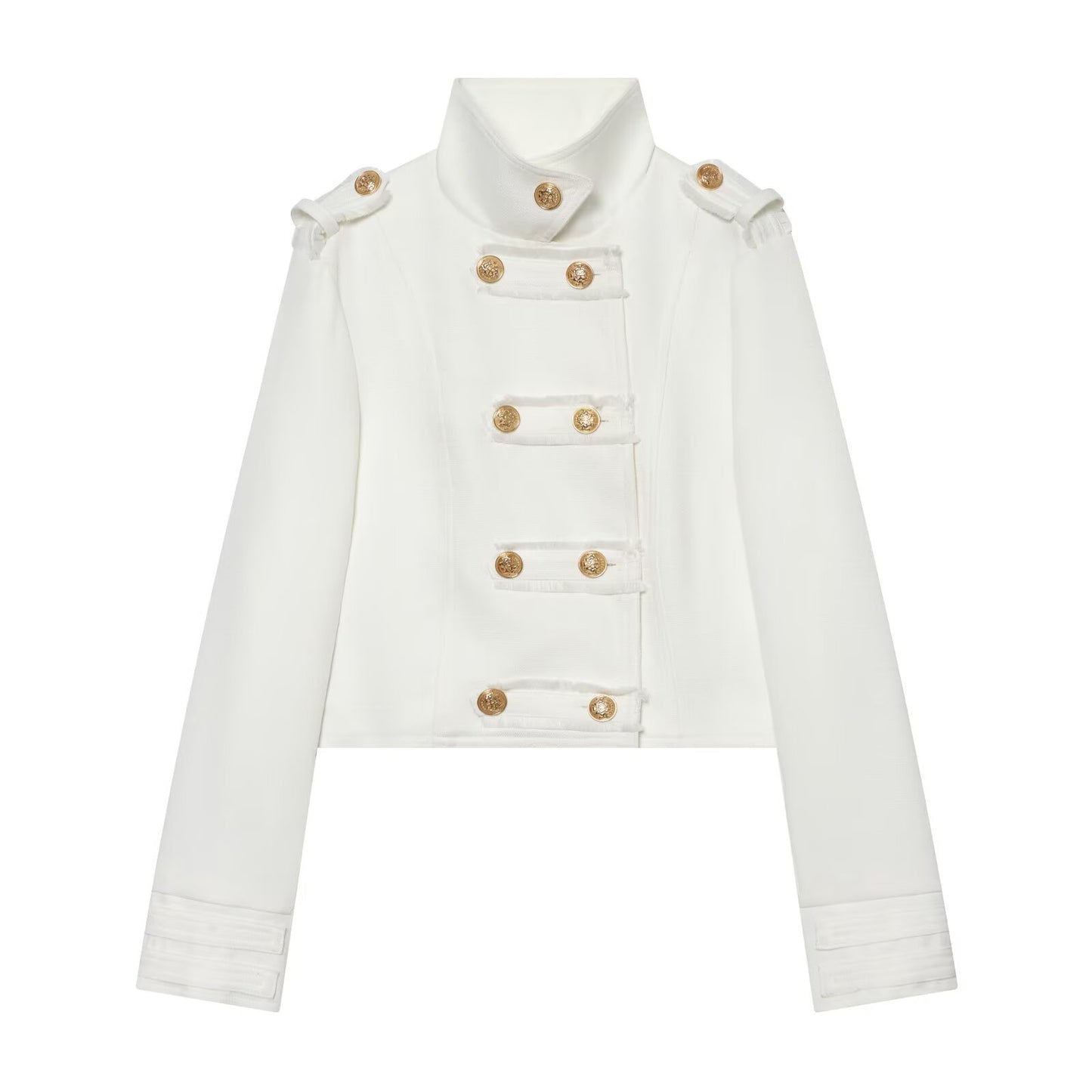 Women's standing collar double breasted short jacket