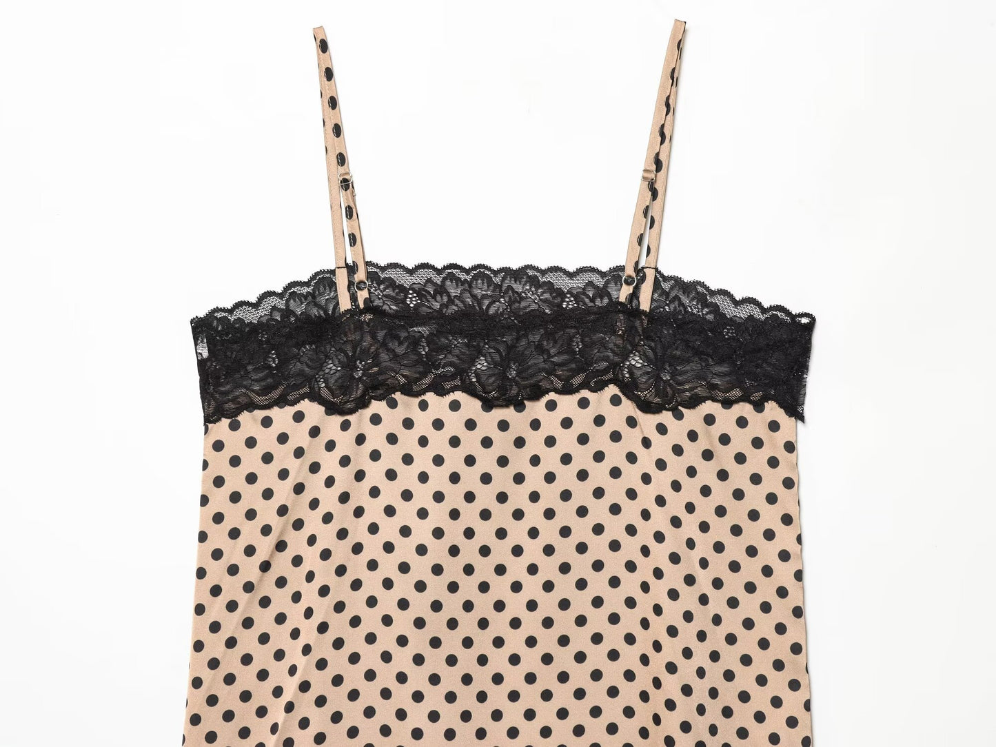 Women's lace decorative polka dot suspender dress