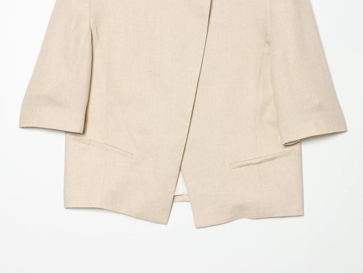 Women's short sleeved linen blend Blazer Coat