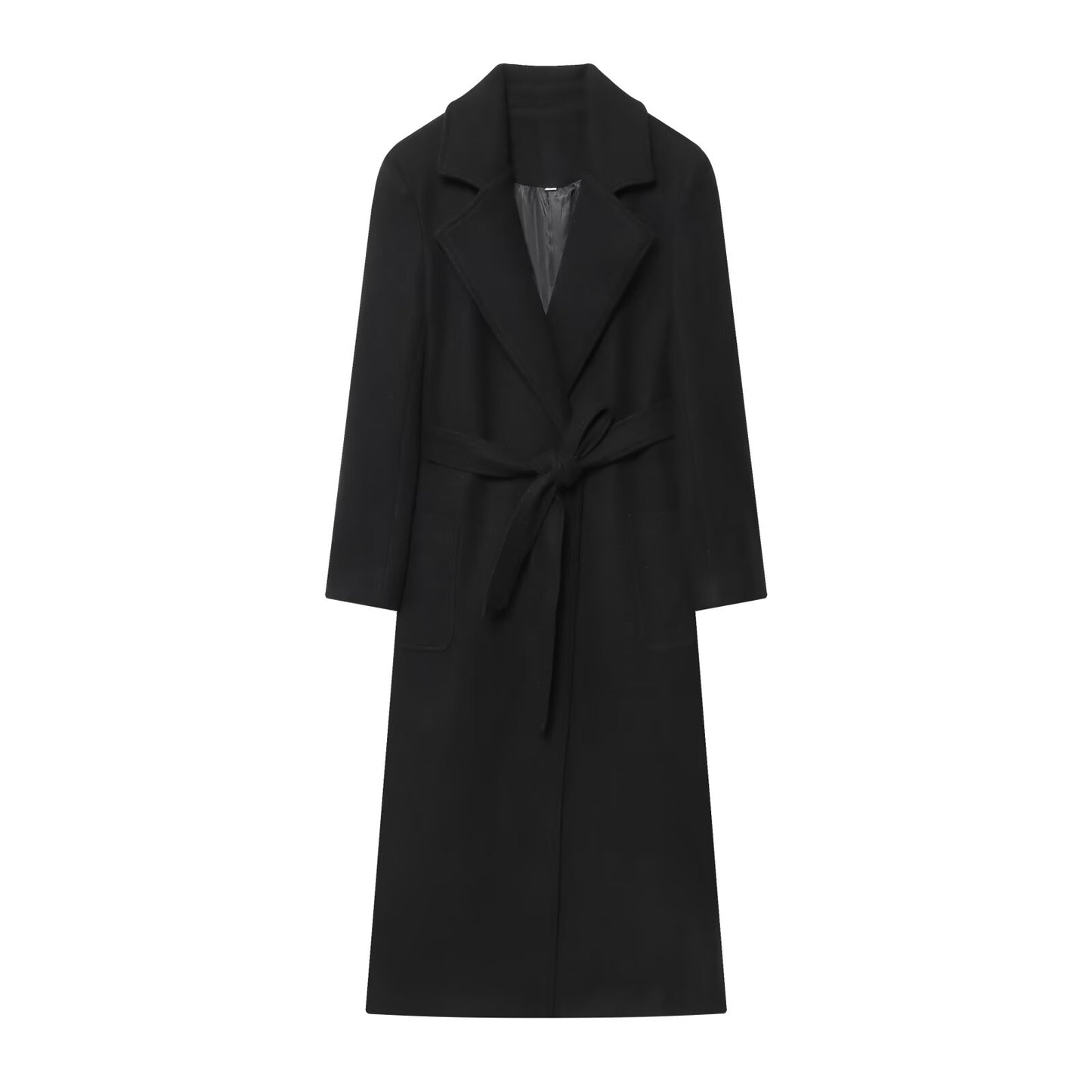 Women's With Belt Long Style Wool Blended Coat